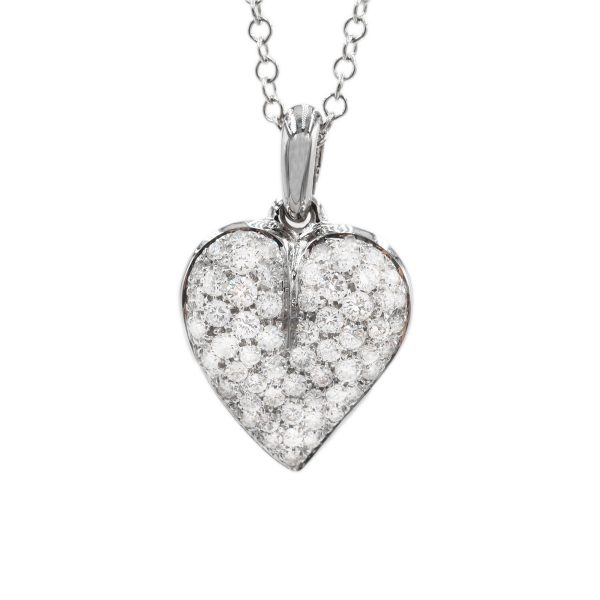 Ciondolo cuore in oro bianco e  diamanti