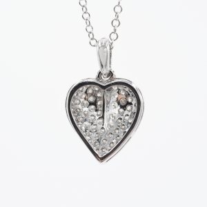 Ciondolo cuore in oro bianco e  diamanti - immagine 2