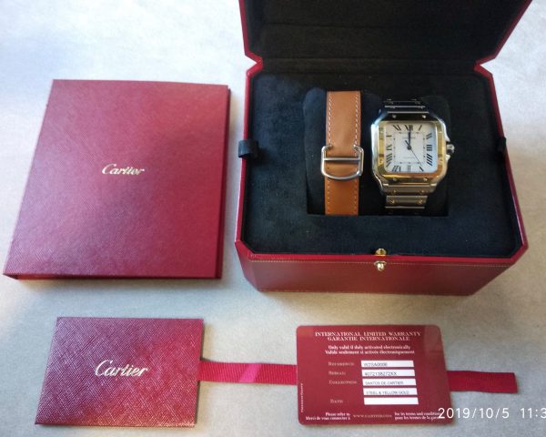 Cartier orologio santos oro acciaio XL