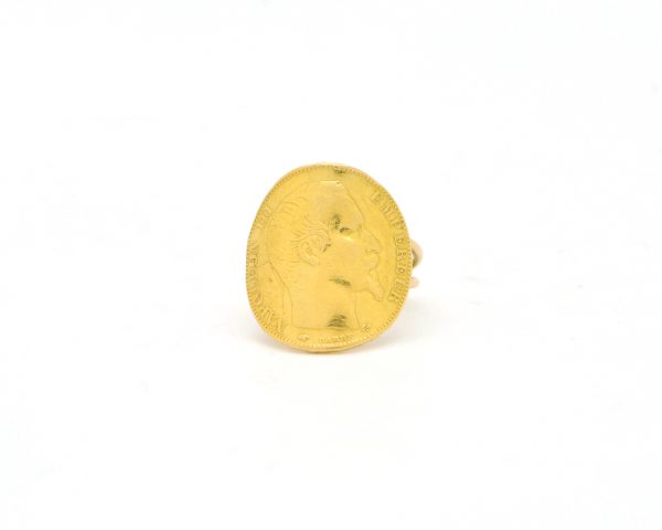 ANELLO ORO GIALLO CON MONETA D'ORO