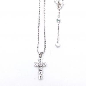 COLLANA CROCE IN ORO BIANCO E DIAMANTI