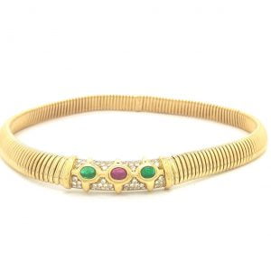 COLLANA BULGARI CON DIAMANTI, SMERALDI E RUBINO - immagine 3
