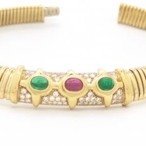 COLLANA BULGARI CON DIAMANTI, SMERALDI E RUBINO