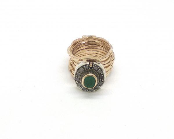 Anello-bracciale con diamanti e smeraldo