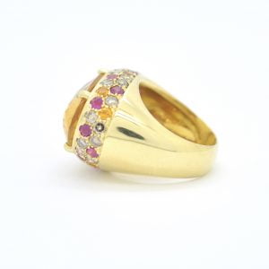 Anello Mangiarotti in oro giallo con quarzi, rubini e diamanti - immagine 3