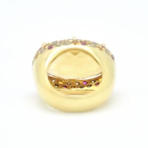 Anello Mangiarotti in oro giallo con quarzi, rubini e diamanti - immagine 2