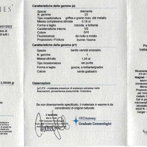 Collana in oro bianco con smeraldo ct 1,25 Colombia e diamanti - immagine 2