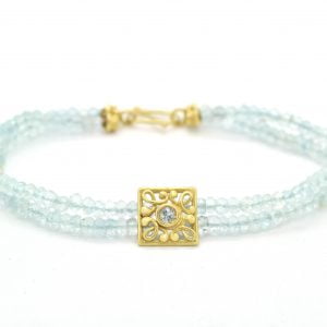 Bracciale IN ORO GIALLO E acquamarina