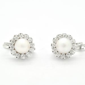Orecchini IN ORO BIANCO CON perle e diamanti CT 0,45