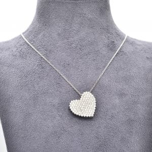 Collana Alfieri in Oro Bianco 18Kt con Ciondolo Cuore e Diamanti 2,40 Ct