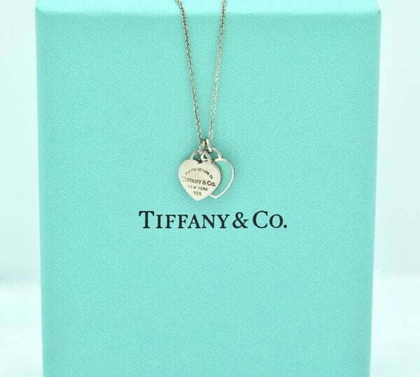 Collana Tiffany Double Heart Tag Blue