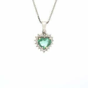 Collana con smeraldo Zambia ct 0,50 forma cuore e diamanti