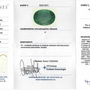 Anello in oro bianco con smeraldo ct 3,47 Zambia e diamanti - immagine 3