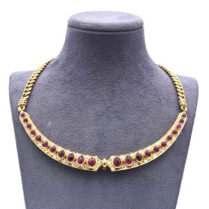 Collana in oro giallo con diamanti e rubini - immagine 2