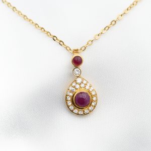 Collana in oro giallo con diamanti e rubini - immagine 5