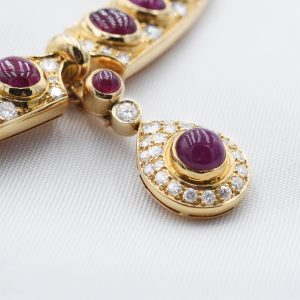 Collana in oro giallo con diamanti e rubini - immagine 6