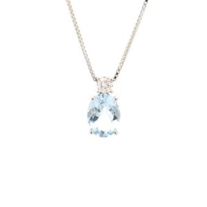Collana in oro bianco con acquamarina 2,70 ct e diamanti