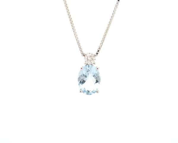 Collana in oro bianco con acquamarina 2,70 ct e diamanti