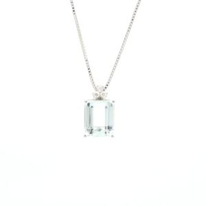 Collana in oro bianco con acquamarina 2,70 ct e diamanti