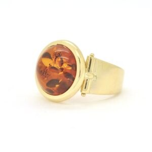 Anello in oro giallo con ambra - immagine 2