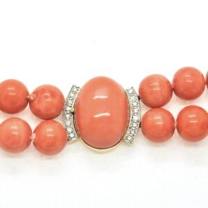 COLLANA CORALLO MOMO CON DIAMANTI - immagine 4