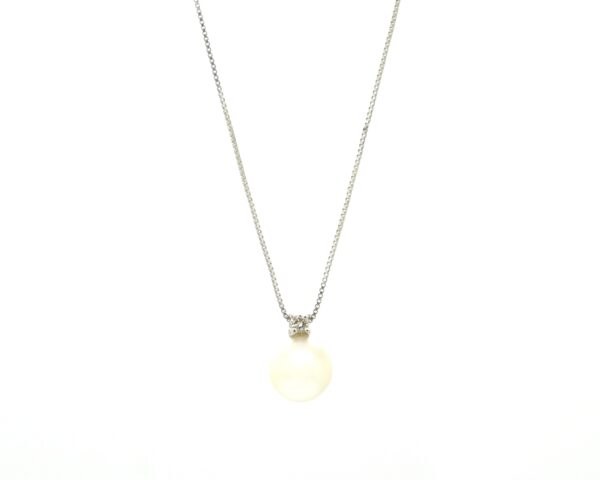 Collana in oro bianco con perla e diamante