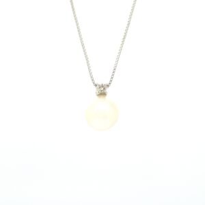 Collana in oro bianco con perla e diamante - immagine 2