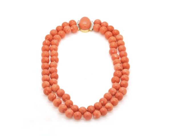 COLLANA CORALLO MOMO CON DIAMANTI