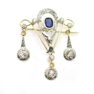 Spilla vintage in oro con zirconi - immagine 2
