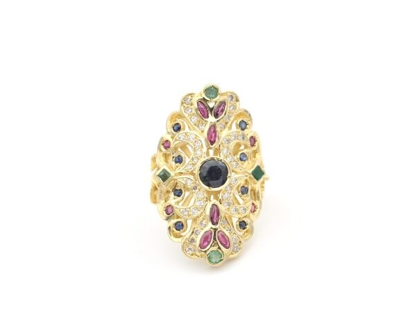 Anello vintage in oro giallo con pietre preziose - GIOIELLERIA ROMA ...