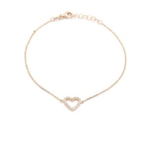 Bracciale in oro rosa con ciondolo cuore e diamanti
