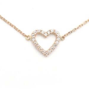 Bracciale in oro rosa con ciondolo cuore e diamanti - immagine 2