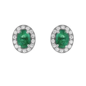Orecchini in oro bianco con smeraldi Zambia e diamanti
