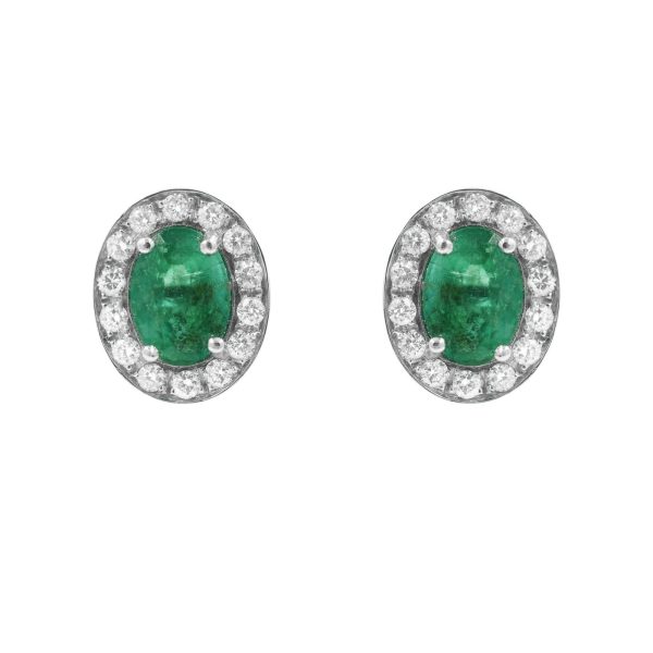 Orecchini in oro bianco con smeraldi Zambia e diamanti