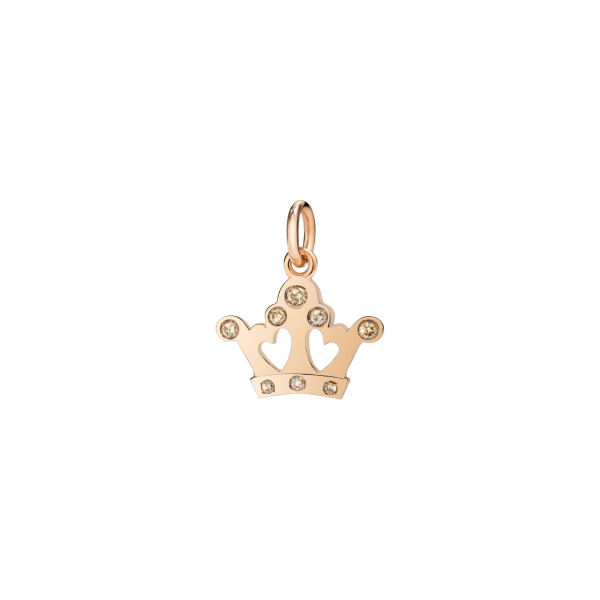 Ciondolo Dodo corona con cuori oro rosa
