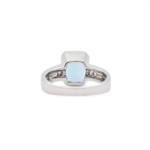 Anello in oro bianco con acquamarina 2,9 ct e diamanti 0,20 ct - immagine 3