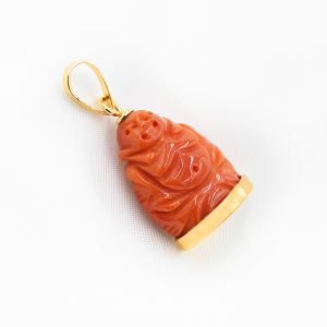 Ciondolo Buddha corallo ed oro giallo - immagine 2