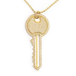 Collana con ciondolo chiave in oro e diamanti