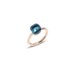 Anello Nudo Pomellato in oro rosa con topazio blue London
