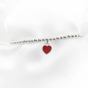 Bracciale Tiffany in argento 925 con ciondolo cuore rosso Please Return to Tiffany - immagine 3