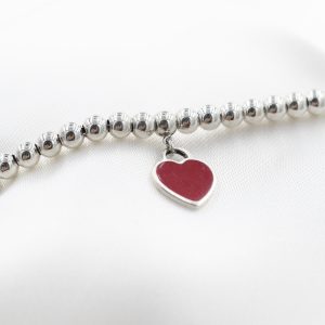 Bracciale Tiffany in argento 925 con ciondolo cuore rosso Please Return to Tiffany - immagine 4