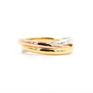 Anello Cartier Trinity piccolo in oro 18 carati rosa, giallo e bianco con certificato - immagine 3