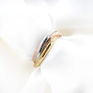 Anello Cartier Trinity piccolo in oro 18 carati rosa, giallo e bianco con certificato - immagine 2