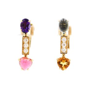 Orecchini Bulgari Allegra in oro giallo 18 kt con diamanti e gemme colorate