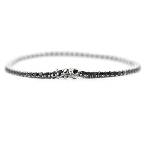 Bracciale tennis in oro bianco 18 carati con diamanti neri 2,85 ct