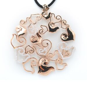Collana Chantecler Cuori in Oro Rosa e Diamanti con Corda Regolabile