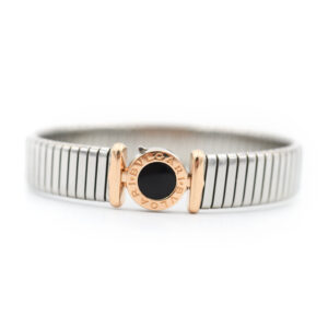 Bracciale Bulgari Tubogas in Acciaio, Oro Rosa e Onice