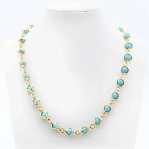 Collana Vintage Pomellato in Oro Giallo con 25 Turchesi