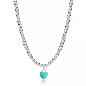 Collana Tiffany Heart Blue in Argento con Beads